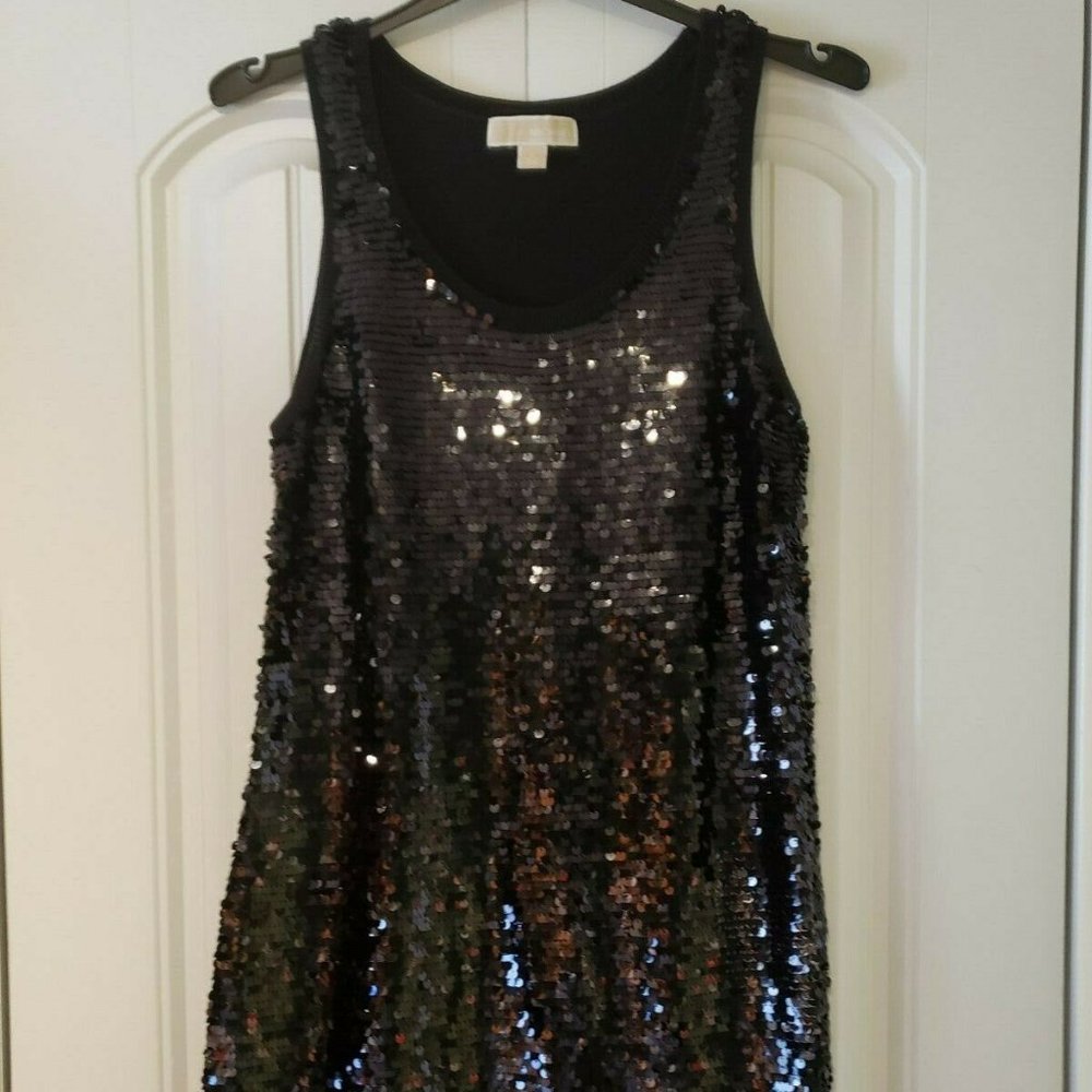 Sequin Sleeveless Short Michael Kors LBD Black dress sz Small